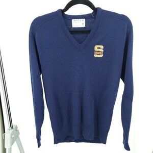 VTG 1960s/1970s Jostens Artex Syracuse University Embroidered V-Neck Sweater M